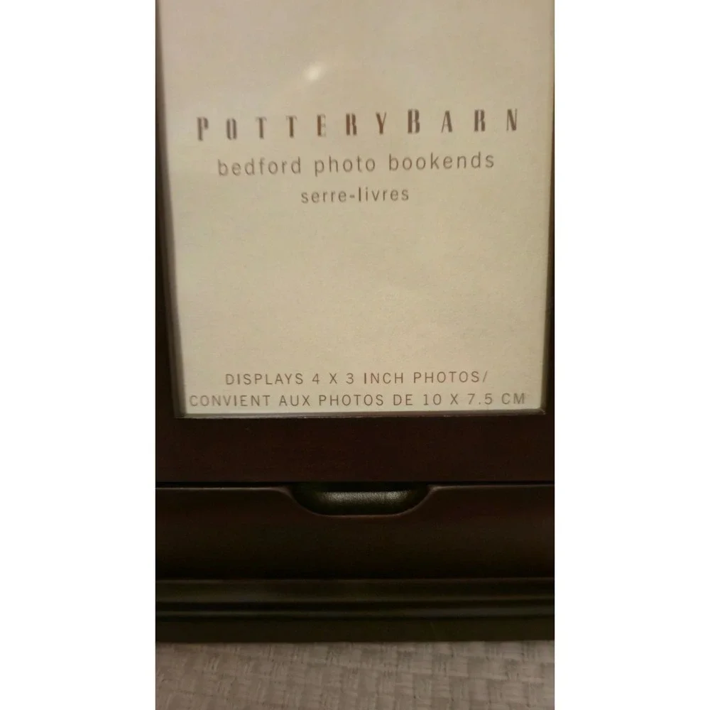 Pottery Barn Bedford Photo Frame Bookend Desk Organizer Espresso Wood 4x3 Single